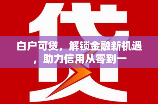 阿莲白户可贷，解锁金融新机遇，助力信用从零到一