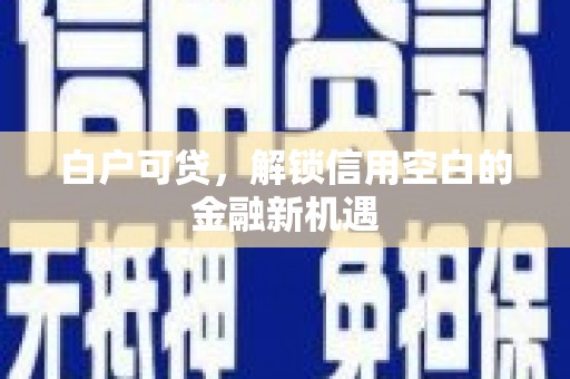 焉耆白户可贷，解锁信用空白的金融新机遇