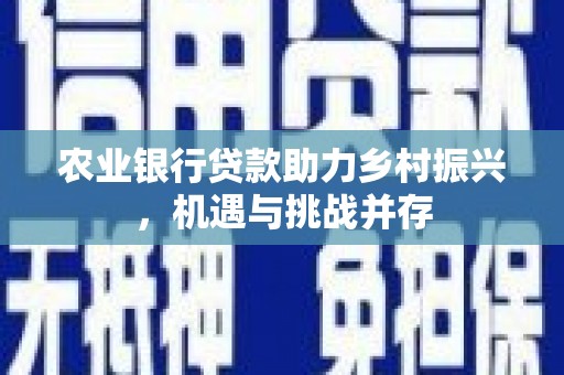 前锋农业银行贷款助力乡村振兴，机遇与挑战并存